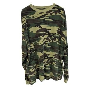 Men's 3XL Camouflage Waffle Knit Long Sleeve T-Shirt Outdoors Grunge